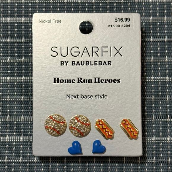 NEW | SUGARFIX by BAUBLEBAR | Home Run Heroes Baseball Ball Game Theme Earrings - Picture 1 of 1